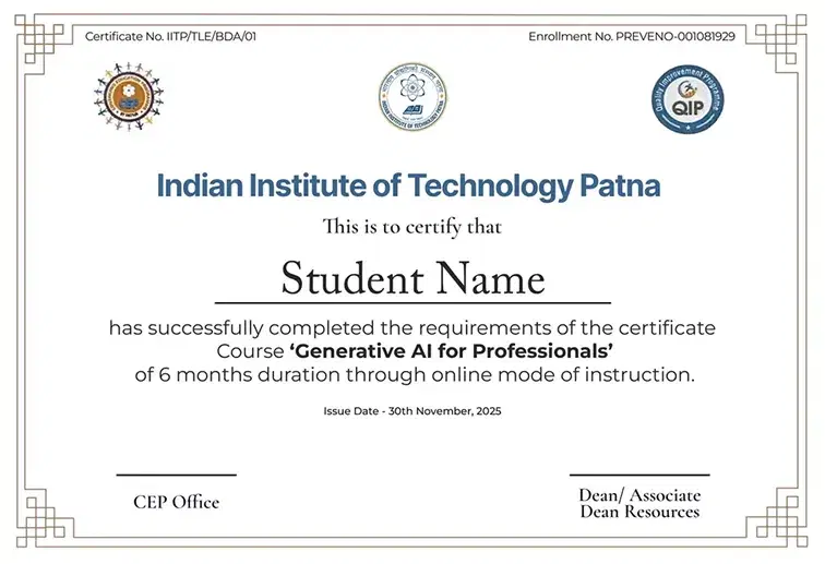 Official IIT Patna Certificate